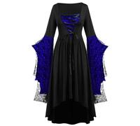 Halloween Costumes Victorian Witch Gothic Plus Size Dresses Medieval Costume Ladies Evening Party Prom Cocktail Swing Glad Rags Vintage Elegant A-line Dress for Womens Halloween Costume Adult
