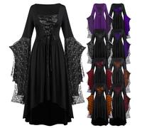 Halloween Costumes Victorian Witch Gothic Skeleton Plus Size Dresses Medieval Costume Ladies Evening Party Prom Cocktail Swing Glad Rags Vintage Elegant A-line Dress for Women