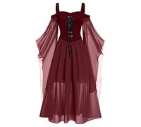 Halloween Costumes Victorian Witch Gothic Skeleton Plus Size Dresses Medieval Costume Ladies Evening Party Prom Cocktail Swing Glad Rags Vintage Elegant A-line Dress for Women