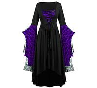 Halloween Costumes Victorian Witch Gothic Skeleton Plus Size Dresses Medieval Costume Ladies Evening Party Prom Cocktail Swing Glad Rags Vintage Elegant A-line Dress for Women Comfort