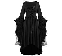 Halloween Costumes Victorian Witch Gothic Skeleton Plus Size Dresses Medieval Costume Ladies Evening Party Prom Cocktail Swing Glad Rags Vintage Elegant A-line Dress for Women Black