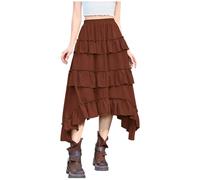 Halloween Costumes Women 2024 Halloween Costume Medieval Court Style Retro Midi Skirt Roman Skirt (Coffee, XL)