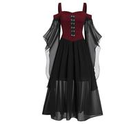 Halloween Costumes Women Adult Vintage Victorian Witch Gothic Dress Plus Size Medieval Renaissance Corset Batwing Sleeve Steampunk Cocktail Evening Prom Party Swing Elegant A-Line Maxi Dress