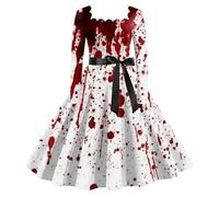 Halloween Costumes Women Black Dress for Work Dresses UK Women's 1940s Clothing Pumpkin Costume Adult Womens Ladies Clothes Skeleton Outfit Wrap Retro Witch Jumpsuit 2-White S