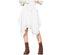 Halloween Costumes Women Border Halloween Costume Hot Style Gothic Irregular Lace Up Skirt For Women (White, M)