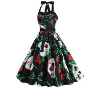 Halloween Costumes Women Fancy Dress Skeleton Costume Adult Orange Witch Retro Adults Female Winter for UK Dresses Plus Size Vintage Dress, Green XL