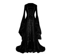 Halloween Costumes Women UK Renaissance Dresses Vintage Medieval Victorian Costume Retro Party Poplin Lolita Dress Gothic Punk Rockabilly Swing Fancy Dress 1920s Flapper Goth Dress Ball Gown Black