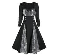 Halloween Costumes Women's Gothic Medieval Renaissance Dresses Cold Shoulder Flutter Sleeve Renaissance Medieval Costume Floor-Length Bell Gothic Corset Dresses for Carnival Halloween Party