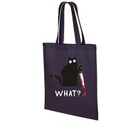 Halloween Cotton Tote Bag Cat What Murderous Cat With Knife Funny Reusable Gift