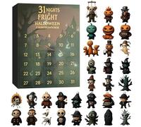 Halloween Countdown Box with Figurines, Halloween Advent Calendar 2025, Includes Horror Figures, Mini Surprise Decorations, Spooky Decor & Gift Set for Kids and Adults, Collectible Doll (A)