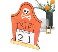 Halloween Countdown Calendar 2025, Wooden Block Decor With Adjustable Date Display, Fun Holiday Craft, Perfect For Teens Bedroom Kitchen Party Classroom Vacation,5.71x3.94x1.34 In