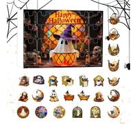 Halloween Countdown Calendar - 24 Days Holiday Countdown to Halloween,2D Flat Acrylic Spooky Ghost Reading Book Decor for Home School Daily Family Activity Party