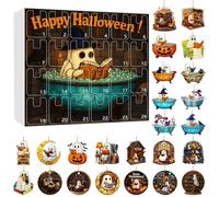 Halloween Countdown Calendar，Ghost Bubble Bath Ornament Advent Calendar, Spooky Ghost Reading Book Decor for Halloween Lovers, Bookworms & Holiday Collectors (#05)
