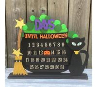 Halloween Countdown Calendar, Halloween Advent Calendar 2025 with Coffins Pumpkins DIY Moving Magnetic Wooden Block (A)