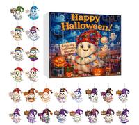 Halloween Countdown Calendar | Holiday-Themed Ghost Pendant 24 Days,Acrylic Festive Ornament 2D Decor for Wall Activities Home Gathering Party House Display Festival
