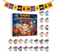 Halloween Countdown Calendar | Holiday-Themed Ghost Pendant 24 Days | Acrylic Festive Ornament 2D Decor for Wall Activities Home Gathering Party House Display Festival
