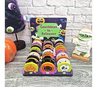 Halloween Countdown Calendar: Reusable Chocolate Coin Holder - Halloween Sweets, Treats & Decor - Kids' Gift & Festive Accessory (Purple with Neon Shapes)