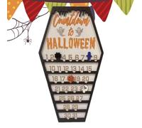 Halloween Countdown Calendar Sign - Wooden Hanging Decor with Pumpkin & Ghost - Spooky Home Celebration for Wall, Table, Living Room, Party and Fishes
