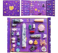 Halloween Countdown Crystal Gift Box, Halloween Advent Calendar 2025, 24 Day Crystal Countdown Calendar Contains 24 Stones, Surprise Hallween Crystals Stone Collection Gift (#A)
