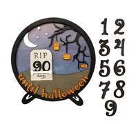 Halloween Countdown Decor - Creative Wooden Block Ornament 30x16.6cm, Scary Reusable Day Tracker, Funny Holiday Countdowns Display | For Living Room Cafe Business Store Tabl