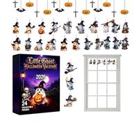 Halloween Countdown Ghost Ornament, with 24-Day Acrylic Spooky Calendar Decor, 26x18cm, Halloween Countdown Calendar, Ghost Advent Sign, Haunted House Decor, for Kids Family School Home