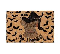 Halloween Cow Animal Flower Carpet Door Cow Pattern Rug for Entryway Absorbent Non-Slip Doormats for Outdoor Decorations Bathroom Kitchen Farmhouse