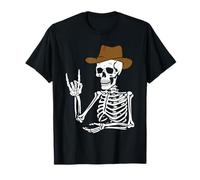 Halloween Cowboy Skeleton Rock on Gesture Gothic Adults Kids T-Shirt