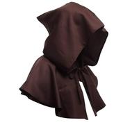Halloween Cowl for Men Women Executioner Hood, Vintage Medieval Witch Cowl Hat Halloween Cosplay Priest Friar Costume (Brown, One Size)