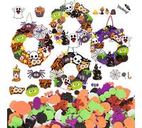 Halloween Crafts for Kids,Halloween Wreath Craft with Witch Pumpkin Owl Bat Spider Pattern Design for Your DIY Creative Halloween Decorations,Ornaments,Door Plaques,Halloween Party Activities