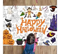 Halloween Crafts for Kids Party - 72 x 30 inch Coloring Tablecloth, Kid Versatile Activity Drawing Paper Poster, Fun Creative Coloring Sheets Perfect for Halloween Games and Festive Decorations
