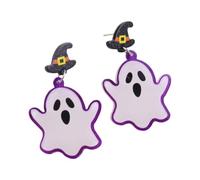 Halloween Creative Stud Earring, Lightweight Lovely Acrylic Spliced Earrings, Multi-Purpose Handmade Sequin Studs for Costume Get-Together Party for Girls Women(Purple)