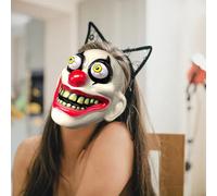 Halloween Creepy Clown Easter Border Scary Prank Props Party Supplies Latex Halloween masks for Adults(e-White,22x20cm)