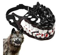 Halloween Creepy Dog Muzzle,Scary Costume with Large Teeth,Adjustable Fit