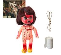 Halloween Creepy Dolls,9inch Blood Haunted Doll Scary Hanging Zombie Dolls with Rope,Halloween Horror Decoration Props for Outdoor Indoor Garden Home Decor