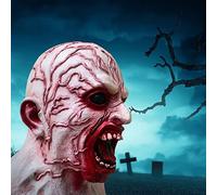 Halloween Creepy Mask,Scary Masks For Horror Adults Realistic Latex Full Mask Plain Face Covering Washable Men Costume Afraid Terrible Blood Red for Adults Women Men (002 Tearable,One Size)