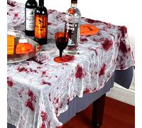 3Pcs Blood Stained Tablecloth - Gauze-Printed Design for Spine-Tingling Scene - Parties Decor - Durable Fabric Indoor Outdoor Use - 152cm x 213cm - Embrace the Spirit of the Season