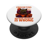 Halloween Crochet Cat Costume Funny Pun Orange Purple PopSockets Adhesive PopGrip