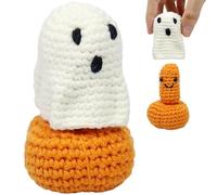 Halloween Crochet Doll, Halloween Knitted Decoration Halloween Ghost Pumpkin Cuddly Toy Handmade Plush Doll Removable Anti-Stress Toy Table Decoration Ornaments Funny Gifts Women Adults