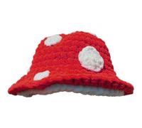 Halloween Crochet Fisherman Hat Handmade Knitting Mushroom Hat Winter Warm Knit Bucket Cap for Halloween Carnival Party