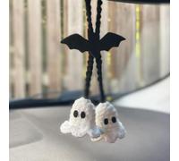 Halloween Crochet Ghost Hanging Ornaments,Handmade Knitted Hanging Ghost Pendants Ghost Car Interior Hanging Ornament,Cute Knitted Ghosts Bat Pendant Ornament, for Home Holiday Party Favor