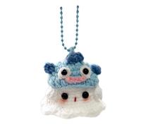 Halloween Crochet Ghost Ornament Cute Handmade Knitted Frog/Cat/Spider/Strawberry Ghost Hanging Decoration for Car Rearview Mirror Bag Charm (G)