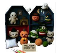 Halloween Crochet Kit 13-Day Countdown Calendar, with 13 Crochet Kit, Beginner Crochet kit, Handmade DIY Craft Kit for Halloween Home Decor & Gift,Instruction Manual Included
