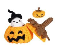 Halloween Crochet Knitting Kit Beginner-Friendly Pumpkin Crochet Plushies with Complete Acrylic Set for Gifts Improving Crafting Skills Halloween
