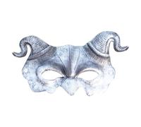 Halloween Crooked Sheep Horn Devil Skull Half Face Mask - Scary Evil Cosplay Mask with Horns, Polyurethane Costume Prop for Men & Women, Carnival Party & Halloween