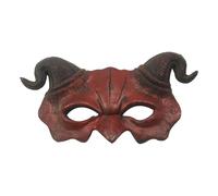 Halloween Crooked Sheep Horn Devil Skull Half Face Mask - Scary Evil Cosplay Mask with Horns, Polyurethane Costume Prop for Men & Women, Carnival Party & Halloween