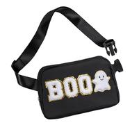Halloween Crossbody Bag Cute Boo Ghost Purse Spooky Belt Bag Funny Pack Patch Halloween Gifts for Women Girls, Black, 8.2 x 5.1 x 1.5 inches, Halloween Theme