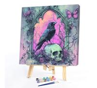 Halloween Crow DIY Paint by Numbers Kits Drawing Paintwork on Canvas 13.78x13.78inch Without Frame Canvas Oil Painting Number Painting Paint Kit Arts and Crafts for Beginners