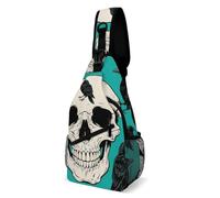 Halloween Crow Goth Skulls Unisex Shoulder Bags Breathable Sling Bag With Zipper Chest Bag For Sports Business Workout