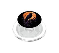 Halloween Crow Moon Phase Star Badge Night Sky Raven Art PopSockets PopGrip for MagSafe