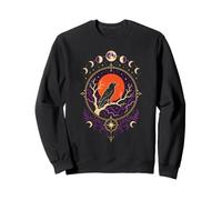 Halloween Crow Moon Phase Star Badge Night Sky Raven Art Sweatshirt